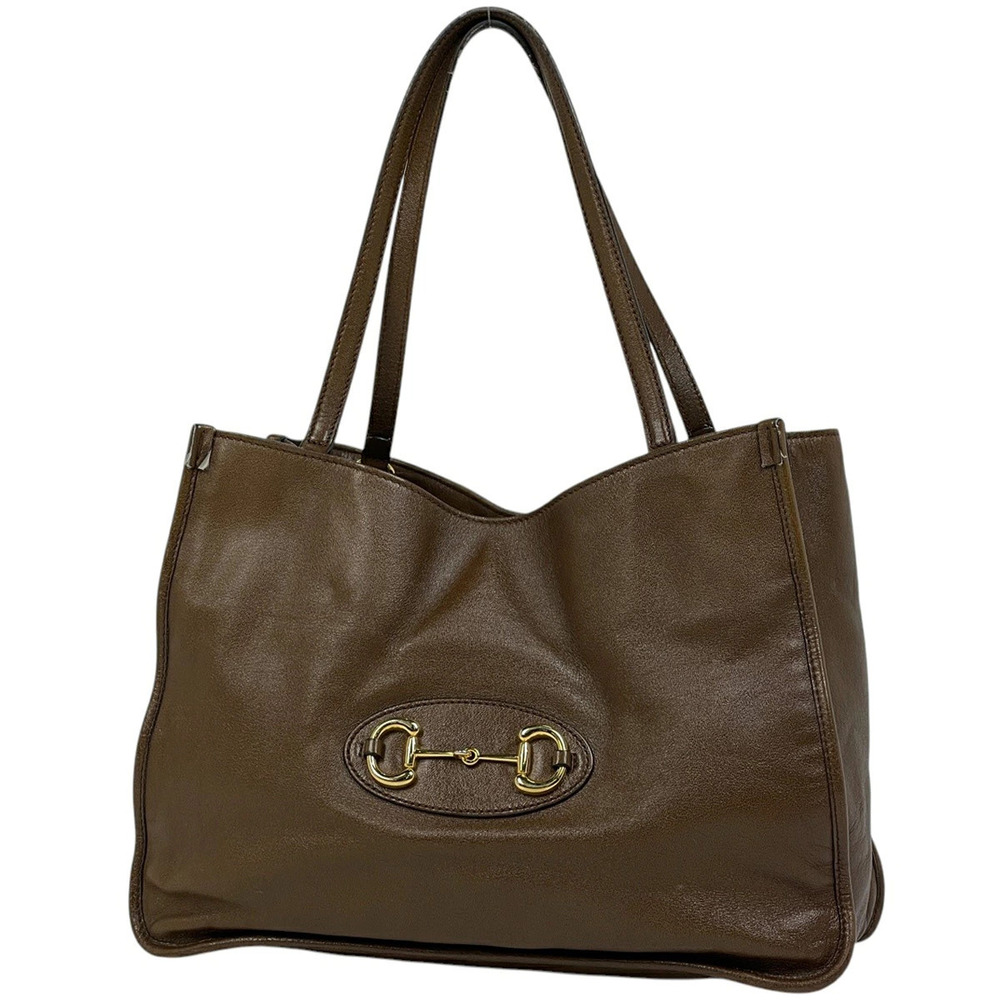 Gucci Horsebit Tote Bag Leather Brown